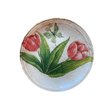 Small plate with two tulips
