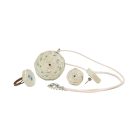 White and multicolored jewelry set: necklace, earrings, ring