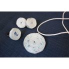 White and multicolored jewelry set: necklace, earrings, ring