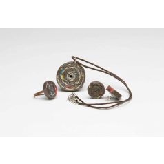 Dark pattern jewelry set: necklace, earrings, ring