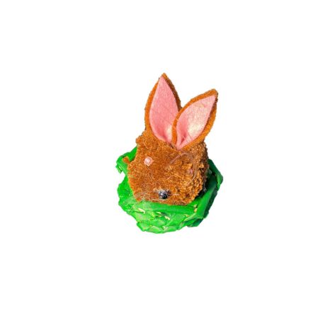 Small rabbit in grass basket decoration black and gray