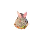 Small rabbit in grass basket decoration black and gray
