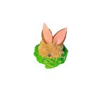 Small rabbit in grass basket decoration black and gray