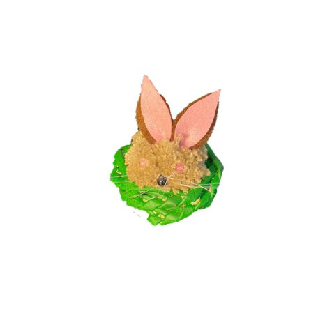 Small rabbit in grass basket decoration black and gray