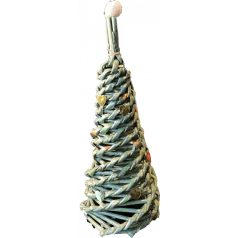   Álló karácsonyfa dekoráció, szívecske díszekkel, 20 cm