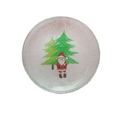 Glass plate with pine tree + Santa decoration