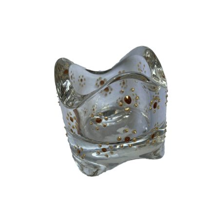 Hullámos formájú, szürkés-lilás mécsestartó