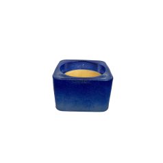 Cube shaped blue candle cup