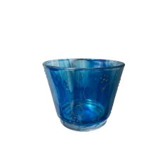 Decorated blue candle cup
