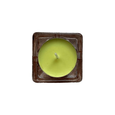 Négyzetes formájú, mintás mécsestartó