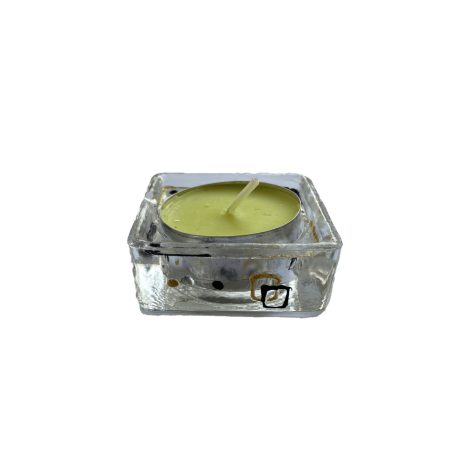 Négyzetes formájú, mintás mécsestartó