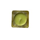 Négyzetes formájú mécsestartó sárga üvegből