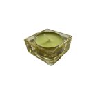 Négyzetes formájú mécsestartó sárga üvegből