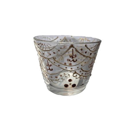 Pohár alakú mácsestartó, díszítéssel