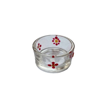 Round-shaped, luminous, crystalline candle cup