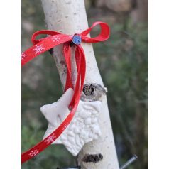 Kis fehér csillag kerámia karácsonyfa dísz